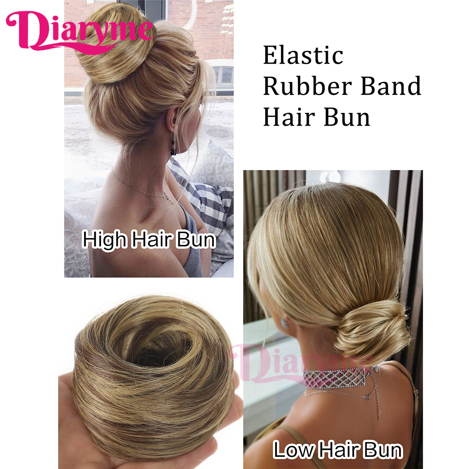 Cabelo sintético coque mulher em linha reta updo laço de cabelo elástico de borracha chignon extensões de cabelo faixas de cabelo natural fo