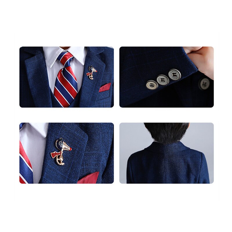 Traje de chaqueta para niños, traje Formal de esmoquin para niños, conjuntos de ropa a cuadros, abrigo de día para de boda, chaleco, pantalón, disfraces