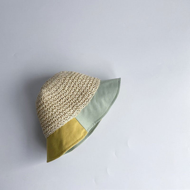 Cappello da sole per bambini cappello di paglia per bambini protezione solare estiva cappelli da spiaggia fatti a mano carini cappello da pescatore femminile berretti per bambini: D Beige
