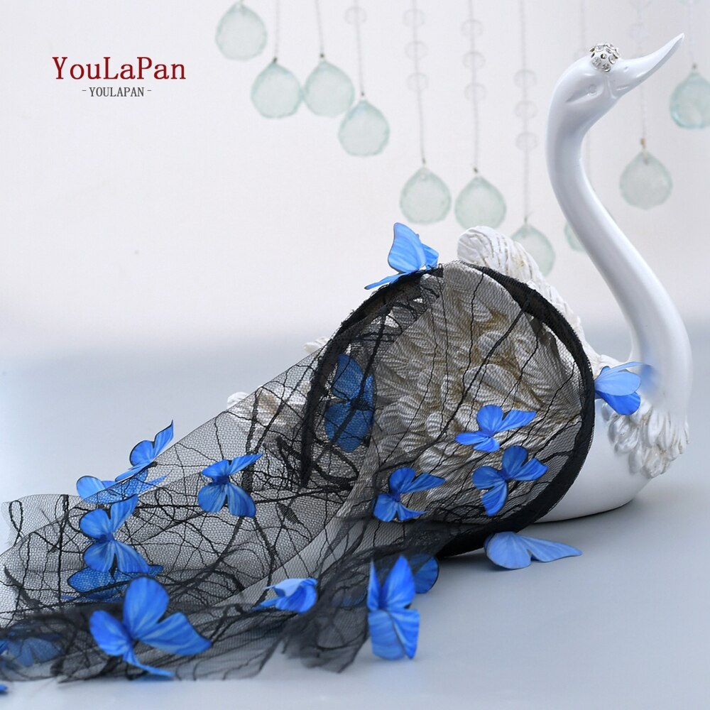 Youlapan-velo De encaje con bordado De mariposa 3D para mujer, bufanda De Hijab con Veu De Noiva, velo De novia De flores, V63