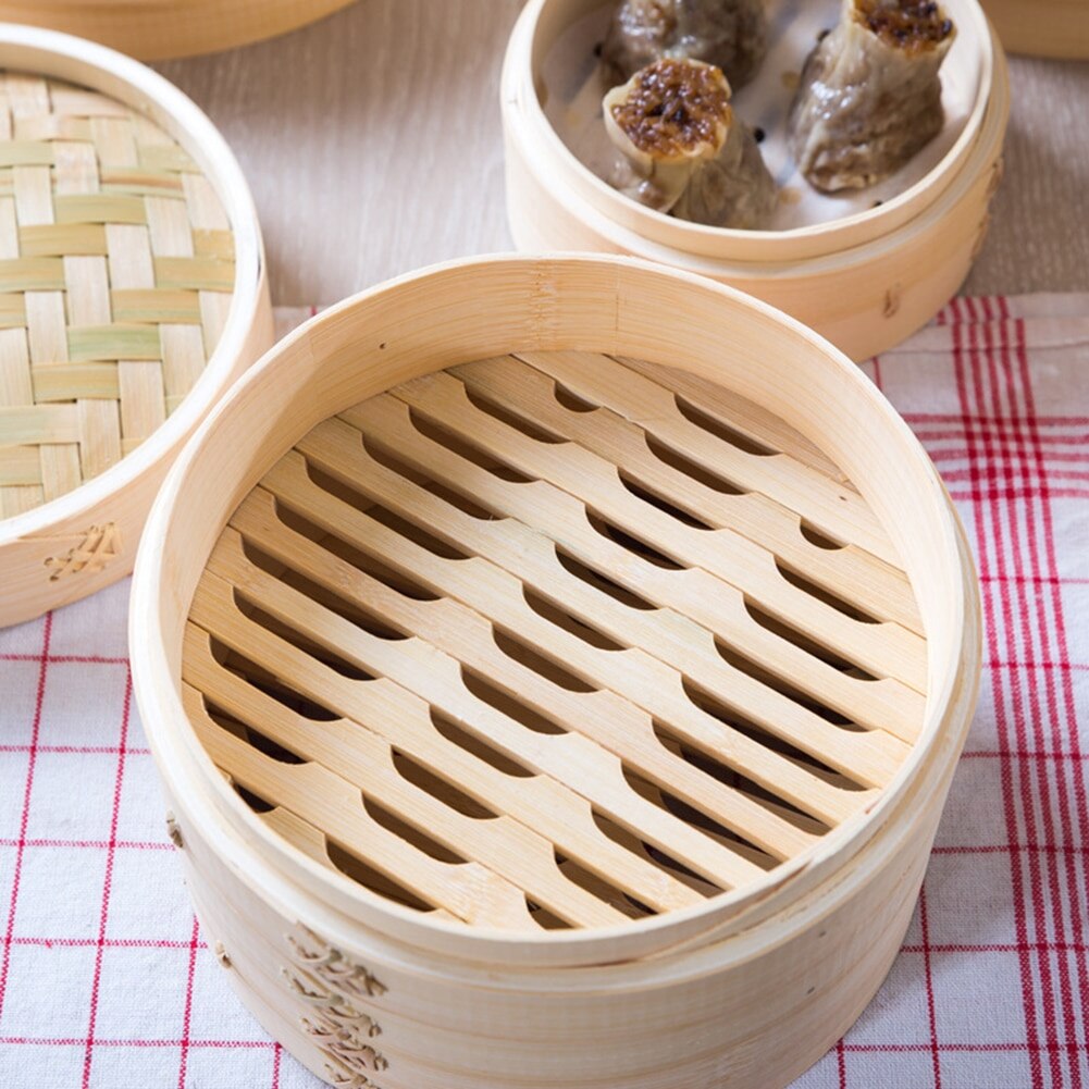 Bamboo Steamer One Cage+One Cover Fish Rice Vegetable Basket Set Kitchen Cooking Tools Dumpling Steamer Steam Pot