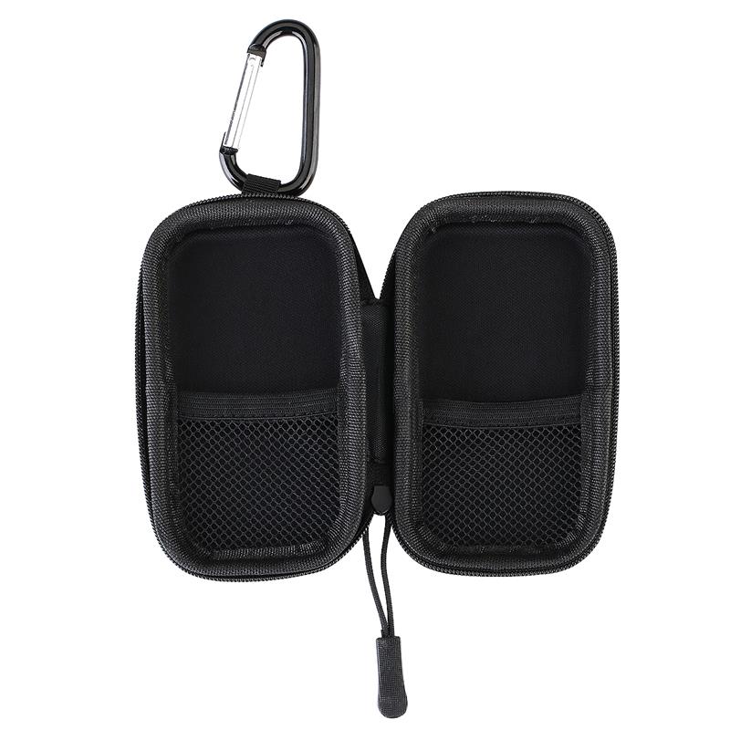 Caja protectora para reproductor de mp3, caja de almacenamiento para mp3, funda para auriculares, soporte para auriculares con mosquetón pinza de metal y Estuche de transporte duro con cremallera
