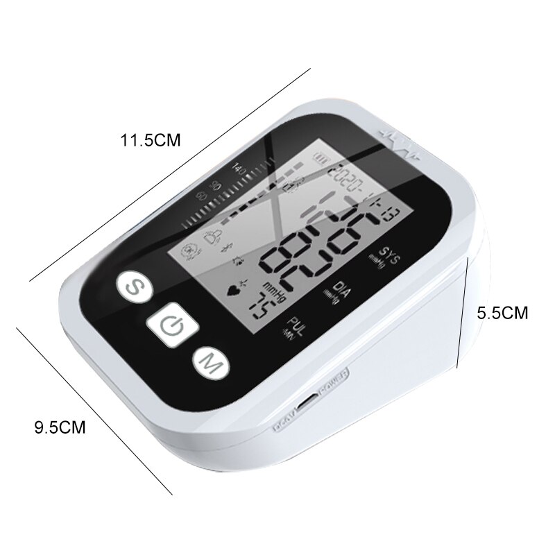 Digital BP Monitor Upper Arm Blood Pressure Monitor Automatic Sphygmomanometers Heart Rate Tester Hypertension Health Monitoring: black