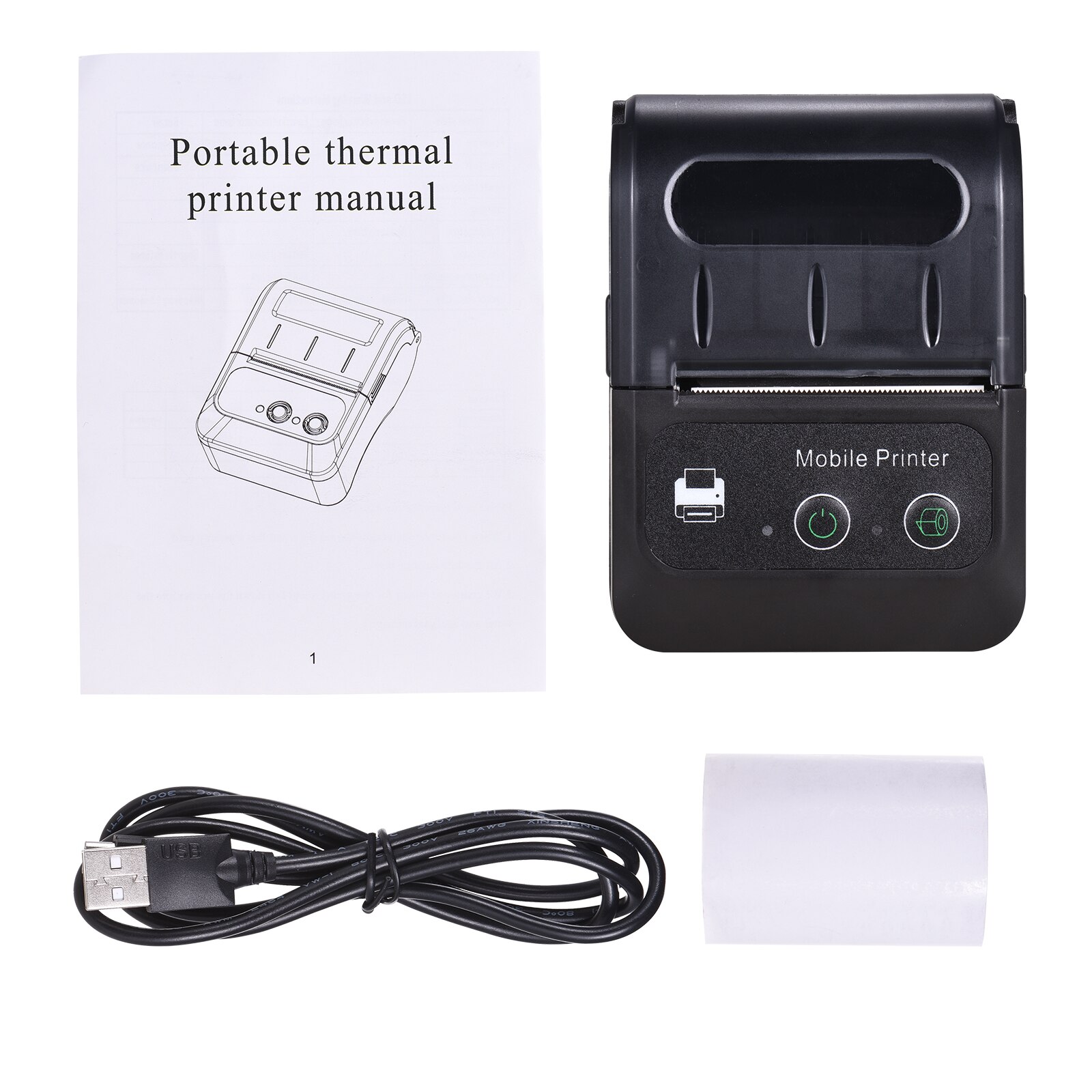 Portable Bluetooth Thermal Receipt Printer 58mm Mini Size To Carry On Works With Android &amp; iOS Handheld Wireless Thermal Printer: EU plug