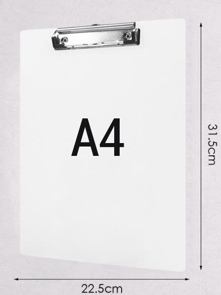 A4 A5 Transparent Plastic Clipboard Strong Clamping 100 Sheets Capacity: White