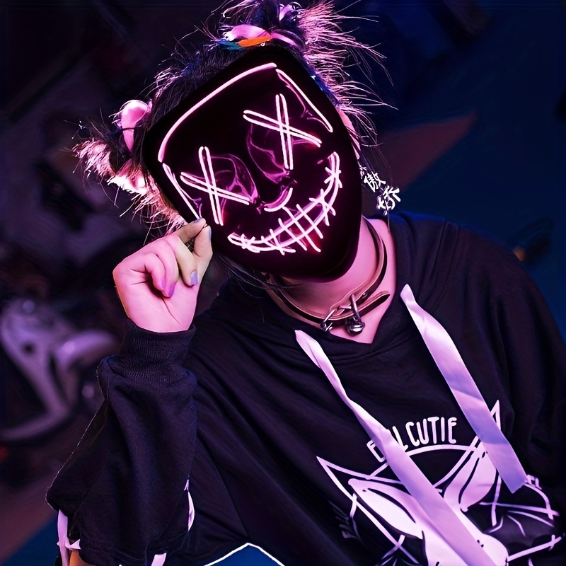 Halloween Mask LED Light Up Full Face Mask Cosplay Halloween Costume Masquerade Party, Carnival,