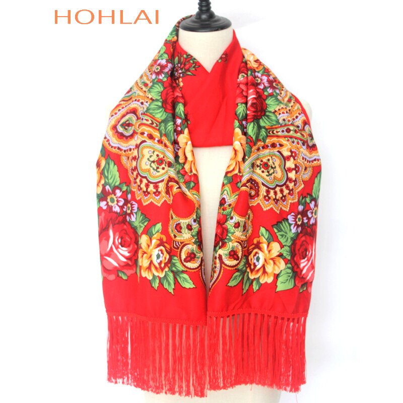 Foulard Long Femme à Franges - Imprimé Floral - Mélange Coton - Plus de 175cm