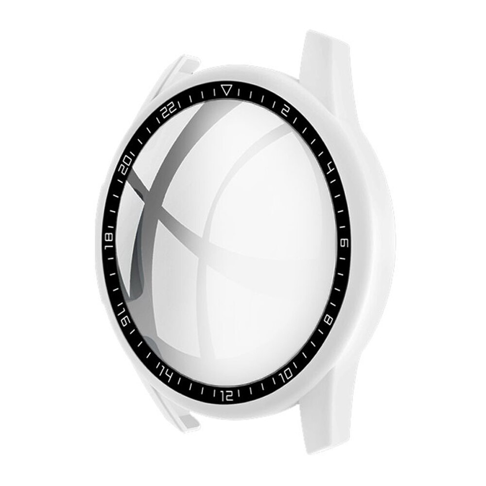 Herdet glass deksel for huawei watch  gt 2 46mm stk urskive skala beskyttende etui skjermbeskytter klokke skall smartklokke tilbehør: A-hvit