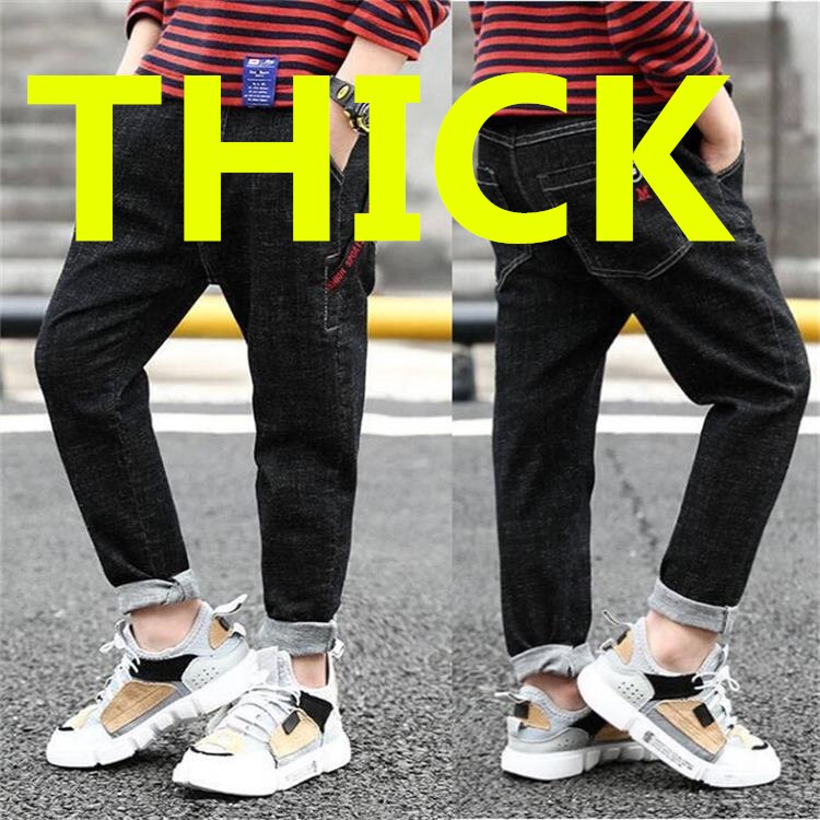 Lente Winter Kids Broek Meisjes Jongen Jeans Dikke Kinderen Jeans voor Jongens Kids Baby Jeans Denim Broek Peuter Tiener Jongens kleding: black thick / 4T
