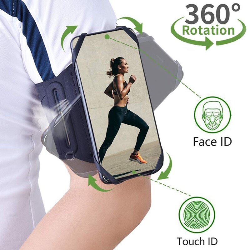 Telefoon Armband 360 Graden Draaibare Running Telefoon Houder Voor Iphone Samsung & 4.5-7 Inches Telefoons Met Oortelefoon Armband