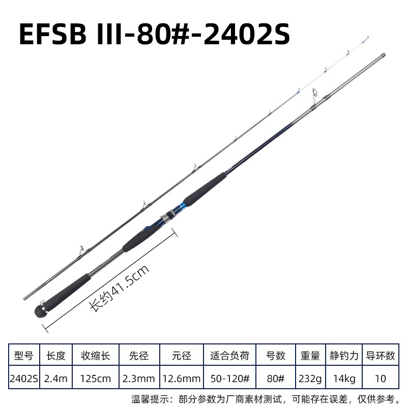 2022 ECOODA EFSB III Offshore Boat Fishing Rod 1.6m/1.8m/2.1m/2.4m/2.7m Bottom Rod Spinning Casting Rod 40-120# Luminous Tip: EFSB III-2402S