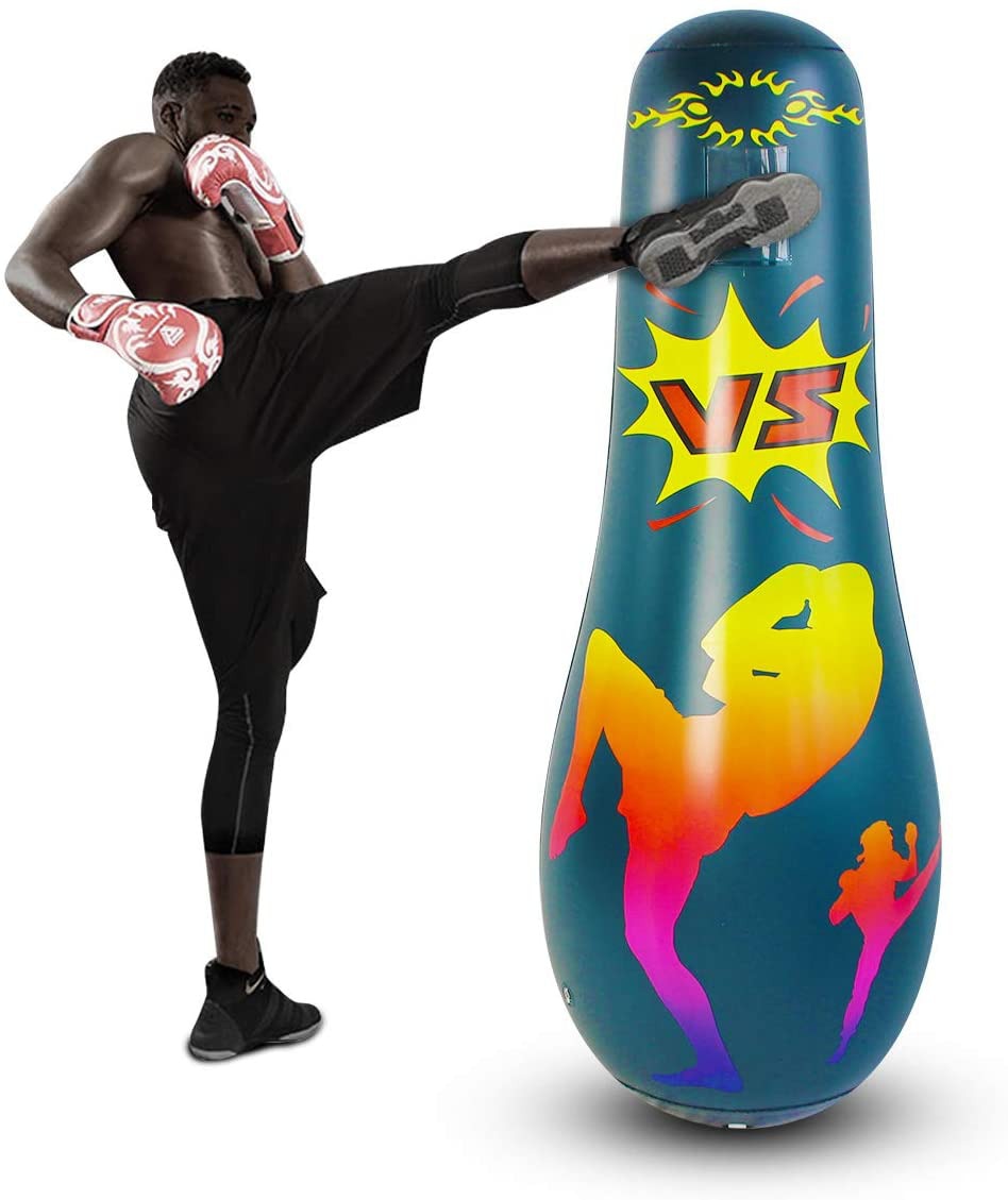 Saco de boxeo inflable para adultos, bolsa de boxeo de pie para ejercicio y alivio del estrés para entrenamiento de fuerza de 160cm