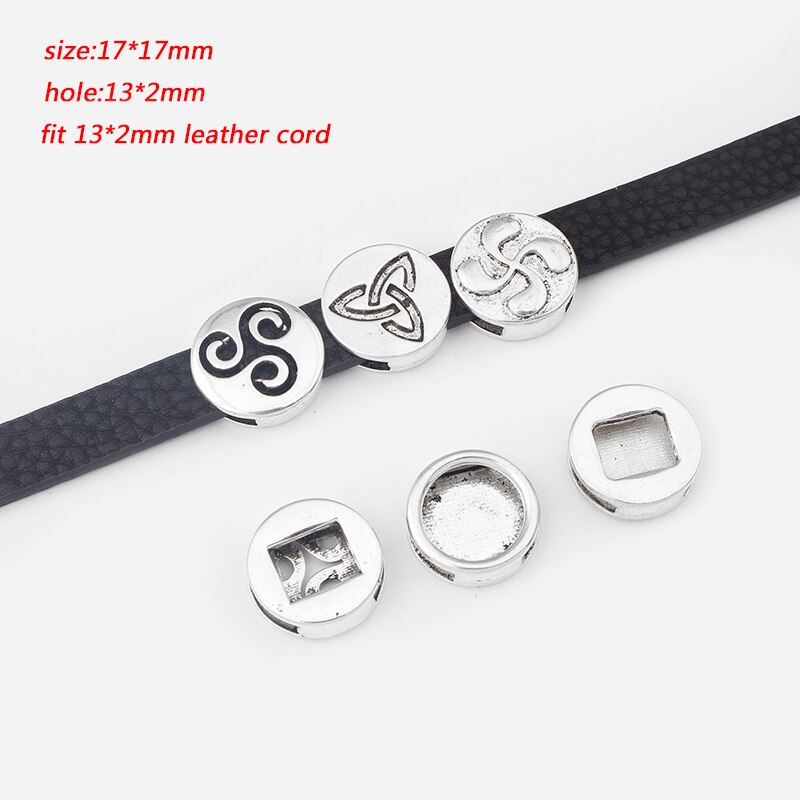 1 pacote antigo redondo triskele trisk espiral slider espaçador caber 10mm cabo de couro liso pulseira jóias descobertas fazendo