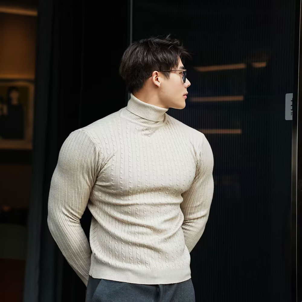 Maglione Uomo Collo Alto Tartaruga 100% Cotone – Manica Lunga Invernale – Prodotto UK