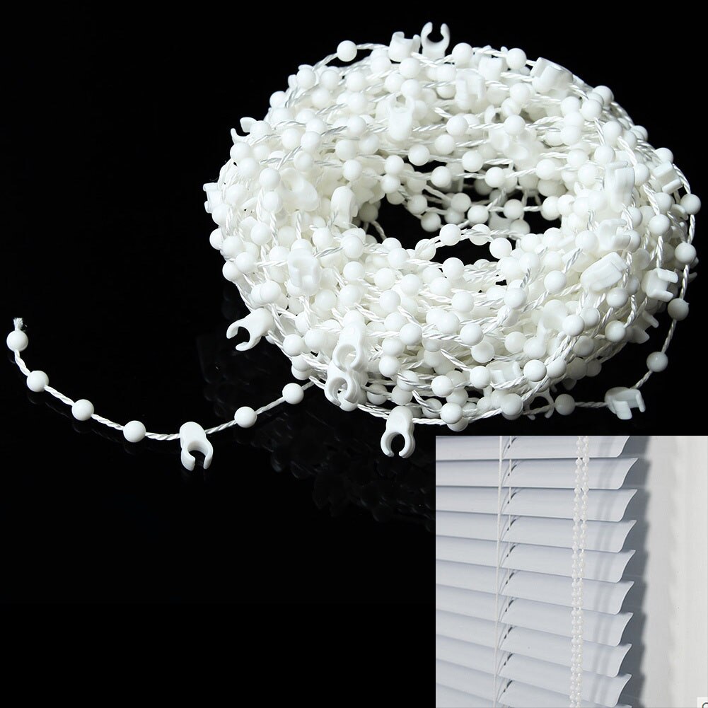 10M White Roller Shade Vertical Blinds Beads Chain for 89mm Slat Shutter Roman Shade Vertical Curtain Home Room Window Use