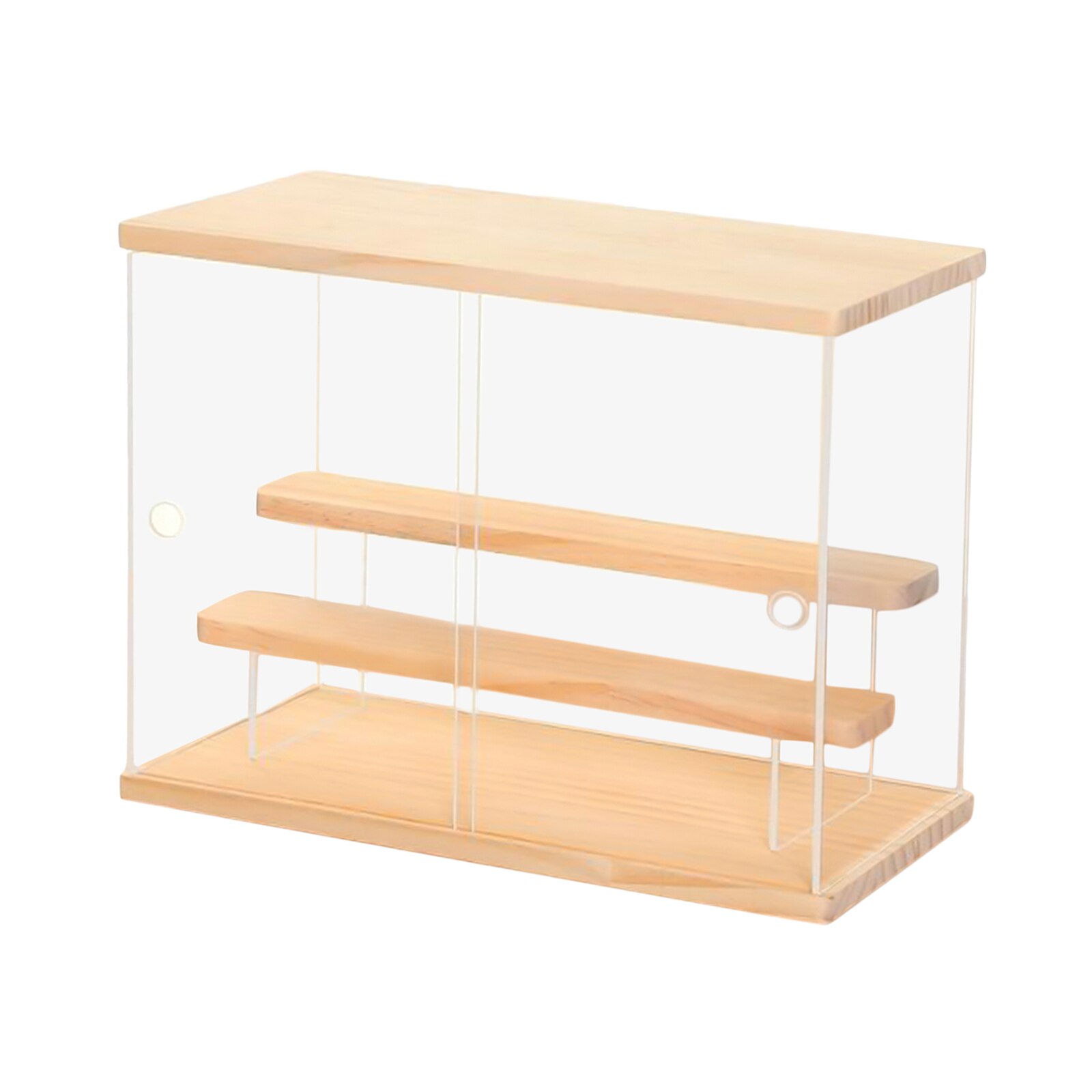 transparent Acryl Anzeige fallen Schutz Lagerung Würfel Schaufenster Container Holz Basis für Puppe Figuren Parfüm: doppelt Schicht