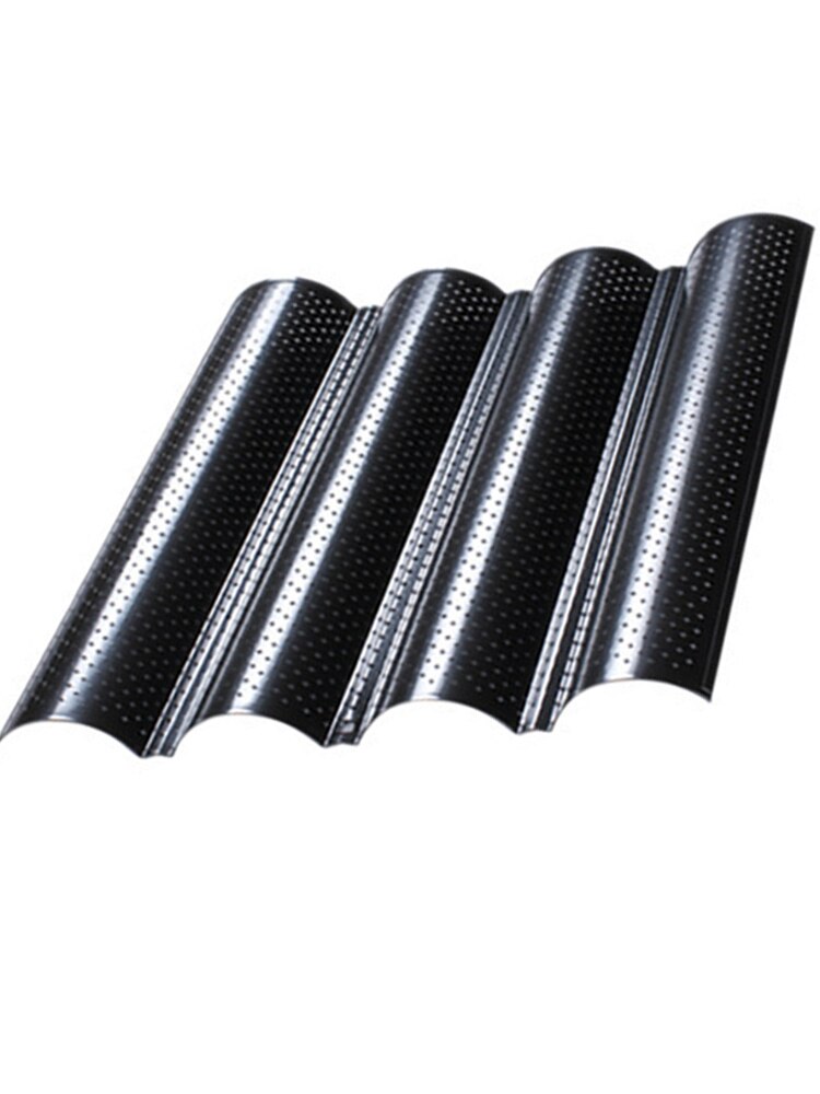 3 Sizes Baguette French Bread Baking Tray 4 Groove Wave Baguette Frame Rack Nonstick Carbon Steel Cake Baking Mold Pans
