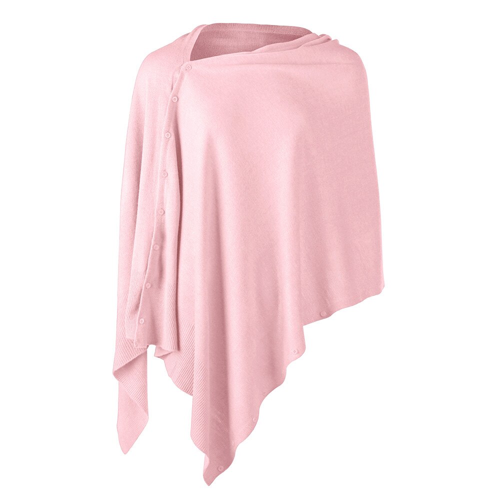 Women's Versatile Shawl Solid Scarf with Buttons Poncho Light Weight Autumn Shawls Lady Cape Cardigan Women Anniversary: pink