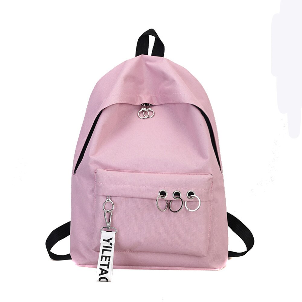 Delle donne di Nylon Dello Zaino Femminile Anello di Modo Decorazione Bookbags Spalla Della Ragazza Satchel di Viaggio Zaini Doppia Spalla di Grandi Dimensioni