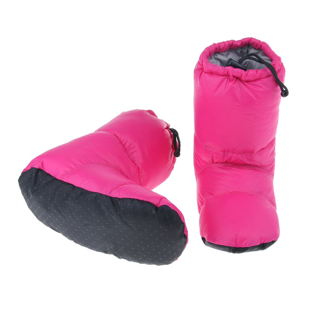 Unisex Insulated Slippers Booties Down Slippers for Men Women Outdoor Indoor Camping Backpacking, Keep Your Feet Warm: Rose Red XL