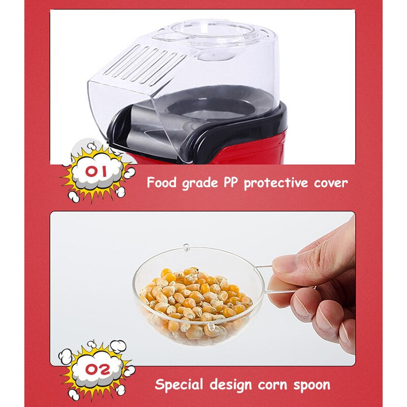 Newly 1200W Air Popper Popcorn Maker with Protaction Cover and Measuring Cup Electric Machine Kitchen Supplies VA88