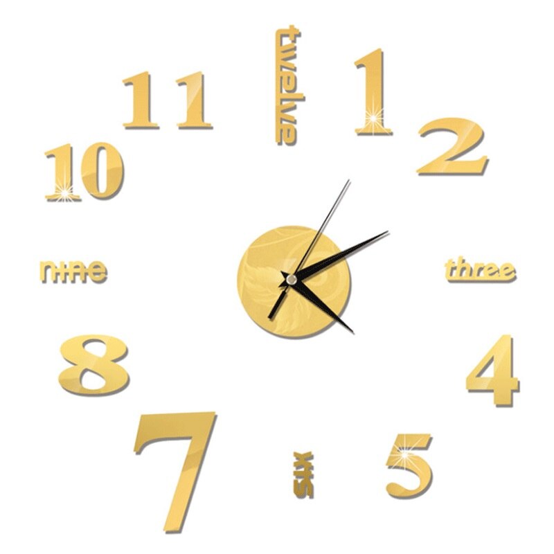 Mini Hause Wanduhr 3D DIY Acryl Spiegel Aufkleber Selbst Klebe Für Home Dekoration Wohnzimmer Quarz Nadel Hängen Uhr: F Gold