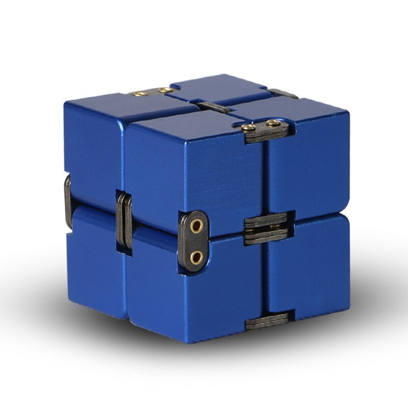 Cubo di infinito in metallo creativo cubo di sollievo dallo Stress infinito in lega di alluminio portatile per bambini regalo per giocattoli antistress per adulti: MD-Blue