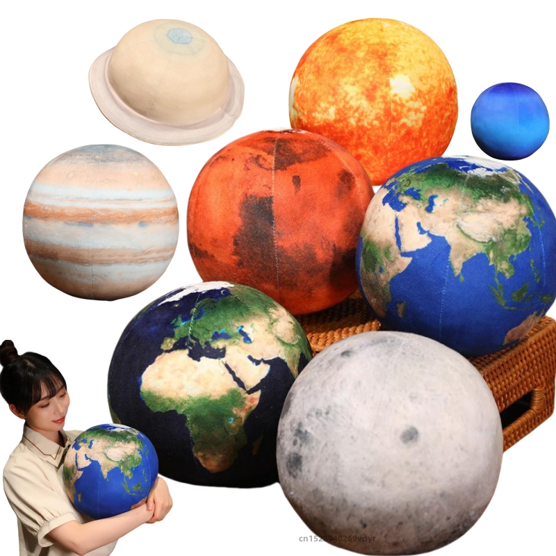 Simulación de tierra, sol, Marte, juguete de peluche, planetas rellenos en el sistema Solar, almohada de muñeca suave, cojín, juguetes para niños, decoración de de cumpleaños