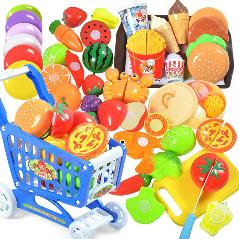 36 stk børnekøkken foregiver legetøj skære frugt grøntsager mad simulering indkøbskurv huslegetøj til børn