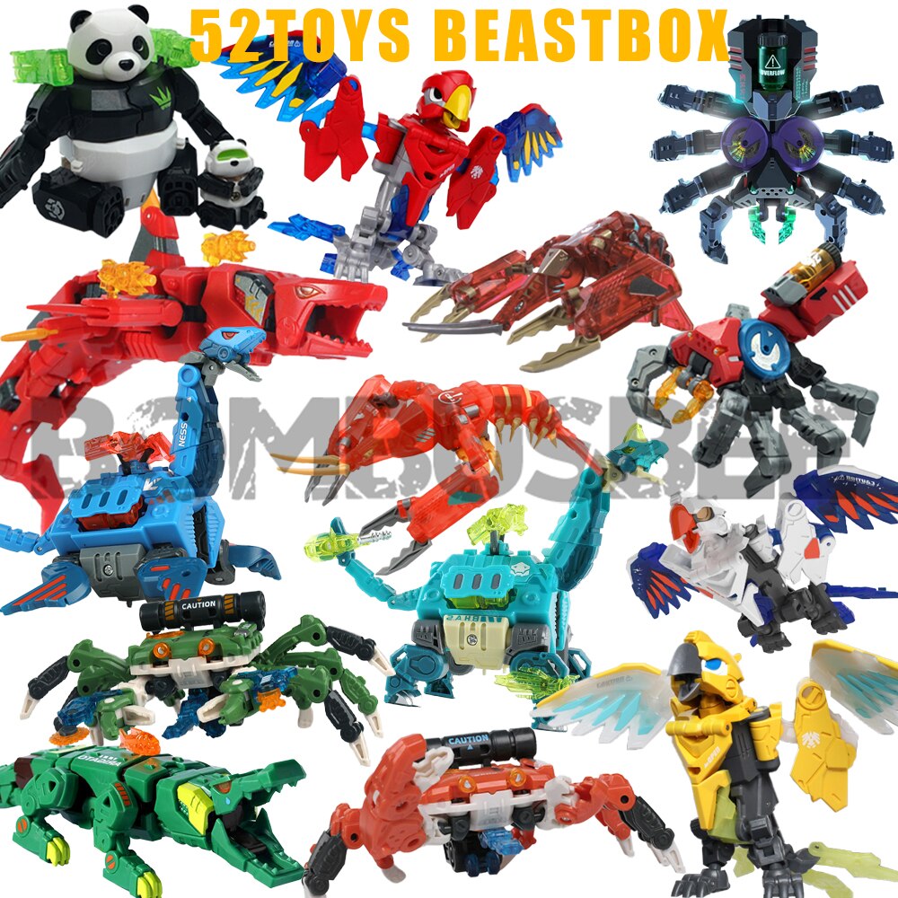 【In Stock】 52 Speelgoed Beastbox Vervorming Robots Transformatie Dier Speelgoed Vogel Dinosaurus Krab Panda Shark Action Figure Robot Kid