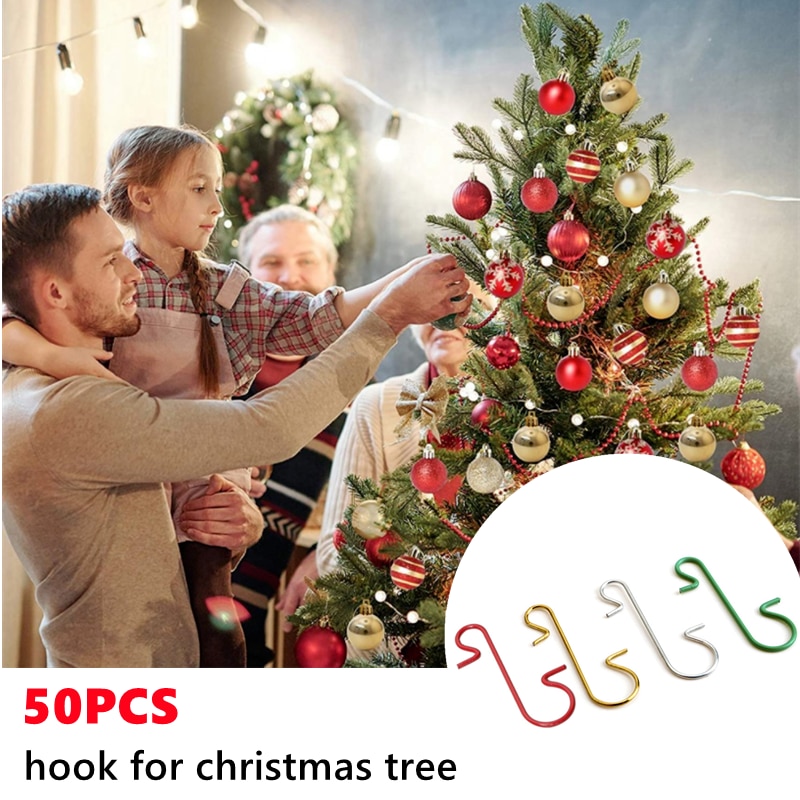 50 Stuks Metalen Haak Kerst Ornamenten Opknoping Hangers Xmas Tree Decor Navidad Jaar Kerst Decoratie Feestartikelen