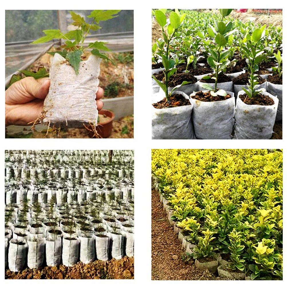 200 Pcs Grow Bags Non-Woven Seedling Bags 8*10cm Plant Planting Nutrition Bags Gardening Seedling Grow Kits Seedling Raising Bag