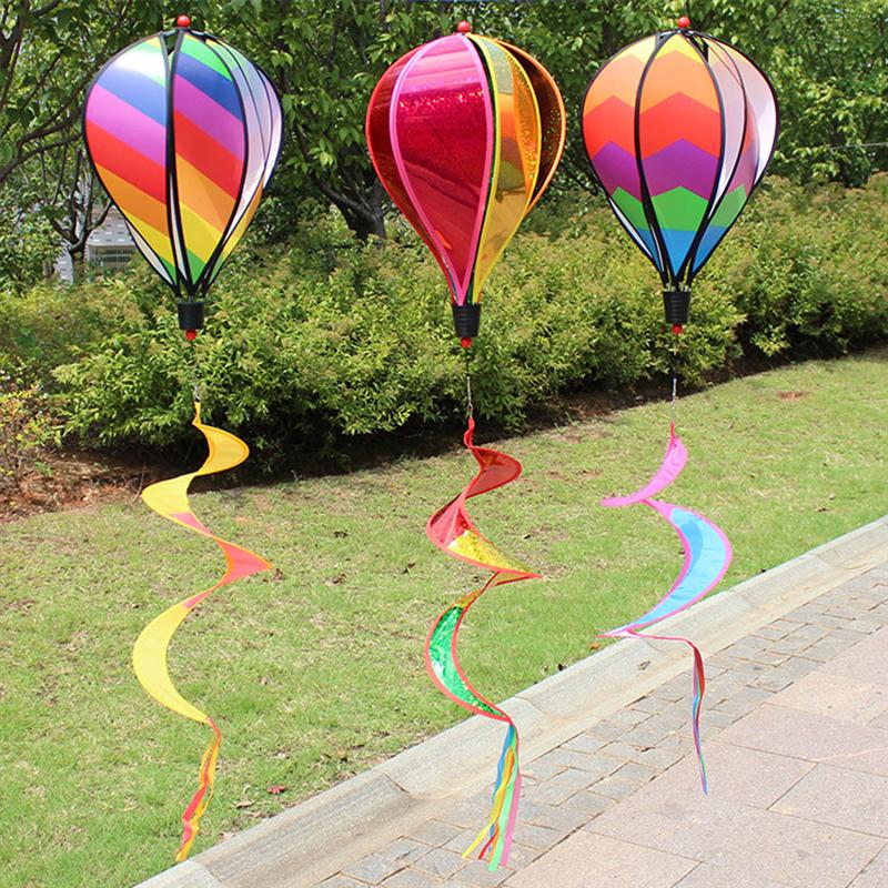 1/3/2Pcs Wind Chimes Rainbow Air Balloon Wind Spinner Rotating Sequins Windmill Wind Twister Hanging Decoration Random Color