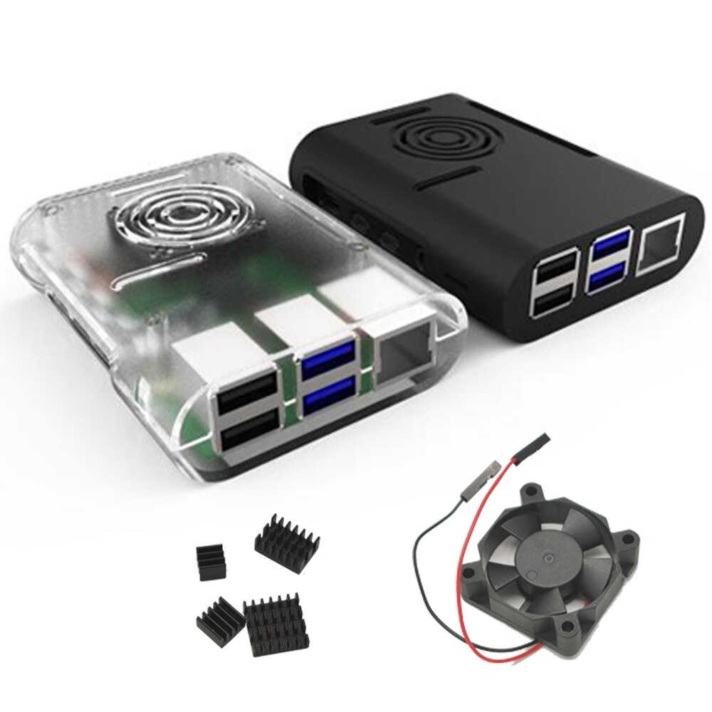 Raspberry Pi 4B Case ABS Enclosure 2 Colors With3510 Fan and Heat Sinks Shell