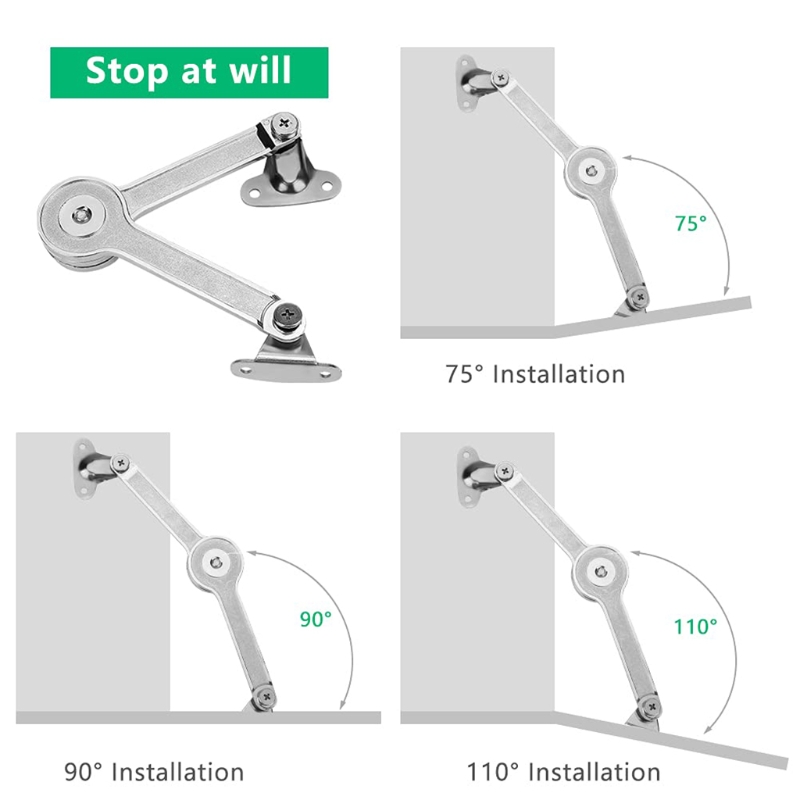 Lid Hinges Soft Close Lid Stay Hinge Heavy Duty Lid Support Hinge Folding Toy Box Hinge 75°/ 90° / 110° Angle Lid Stays