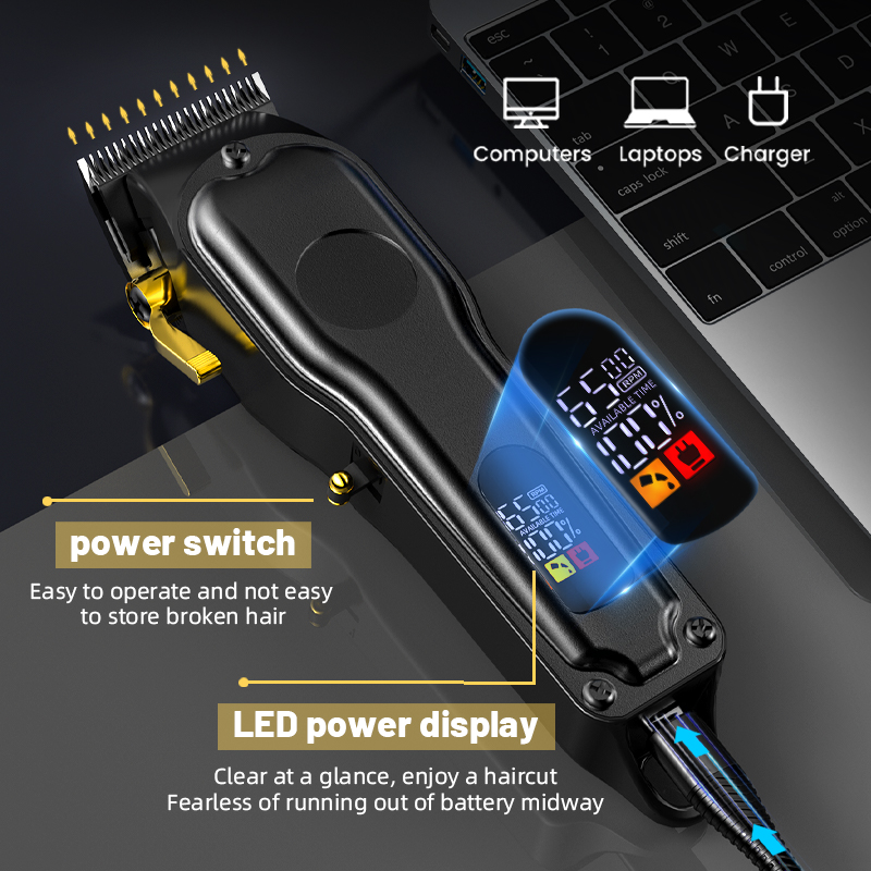 Kikido Tondeuse Snoerloze Haarsnijmachine Verstelbare Kapper Elektrische Trimmer Digitale Display Clipper Voor Mannen