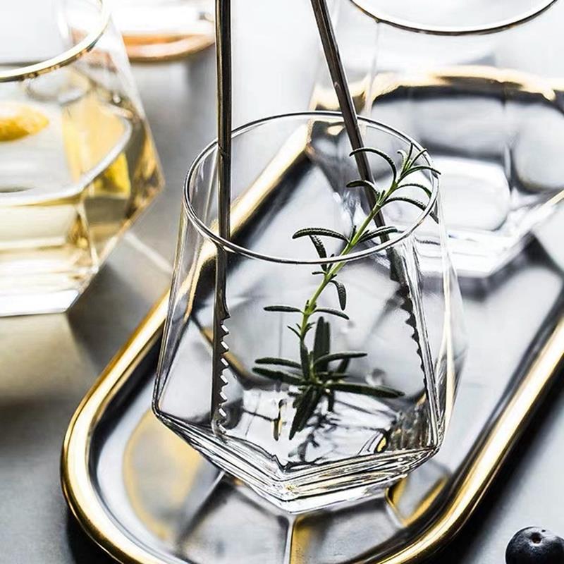 justdolife Whiskey Glass Flat Bottom Rock Glass Hexagon Drinking Glass Whiskey Wine Vodka Bar Club Beer Wine Glass