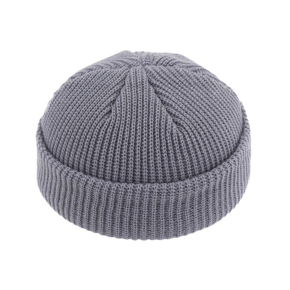Mode Mannen Beanie Knit Hoeden Jongen Skullcap Sailor Caps Manchetten Retro Navy Korte Hoed Effen Kleur Unisex Winter Warm Cap roll-Up Rand: 6