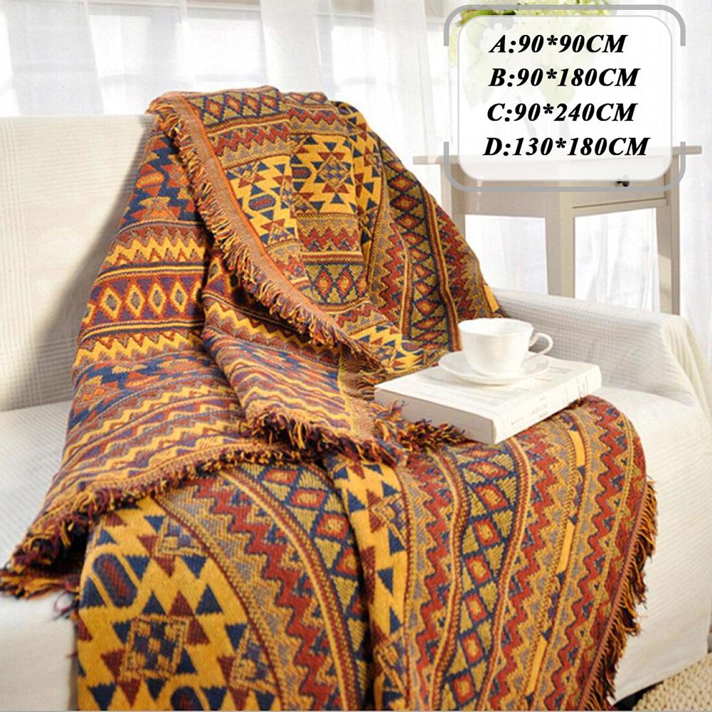 Talvipuuvillainen kudottu linjahuopa sohvapyyhe neulotut paksuuntuneet lämpimät peitot boheemi boho heittää sängynpeitolle matka päiväpeite