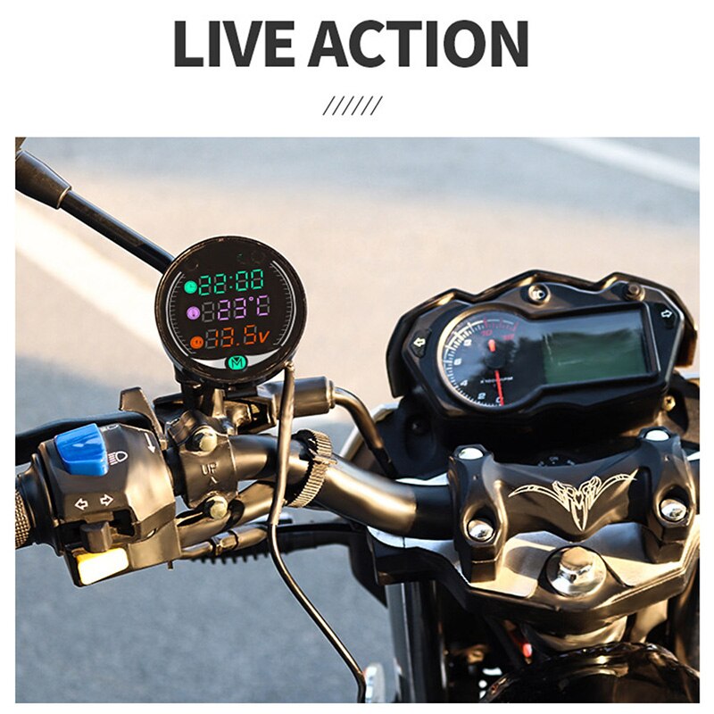 3 In1 Black Motorcycle Led Voltmeter Klok Universele Elektronische Digitale Thermometer Temperatuur Schema Outdoor Essentieel