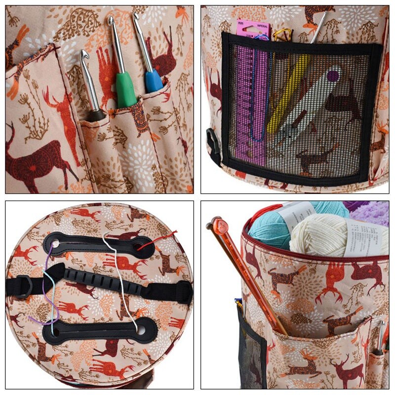 Stricktasche - Garn Aufbewahrung Häkeltasche für Haken, Nadeln & Nähzubehör