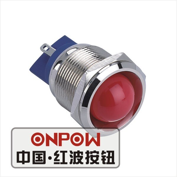 ONPOW 22mm Metalen LED Waterdichte Signaal lamp, vernikkeld messing lampje, lampje (GQ22G-D/R/6 V/N) CE, RoHS