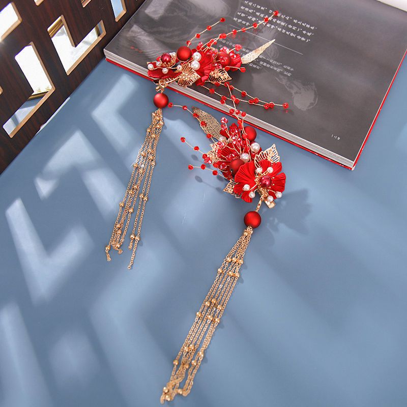 Jahrgang rot haarnadel, chinesische hanfu-haaraccessoires für damen, haarspange