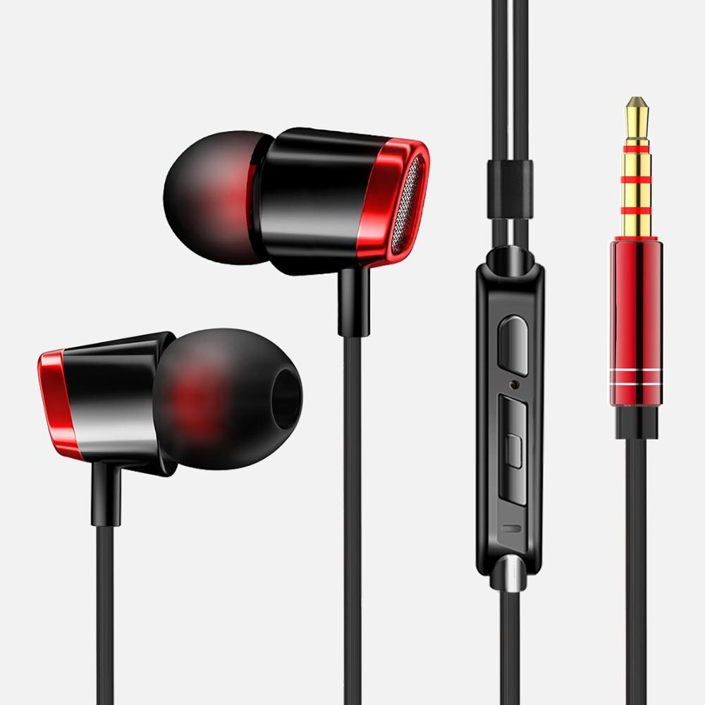 VPB A8 wired metal earbuds soundproof, high-definition, with microphone, computer headset and call headset: Red