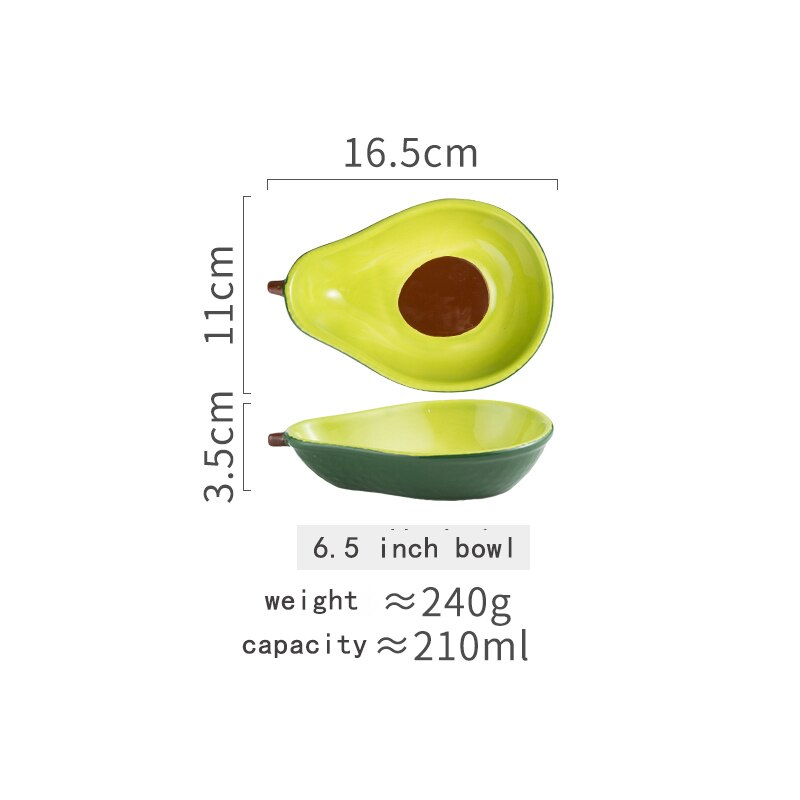 Creatieve Avocado Plaat Keramische Servies Huishoudelijke Gerechten Snack Dessert Fruit Salade Avocado Kom Porselein Servies Sets: 6.5 inch bowl