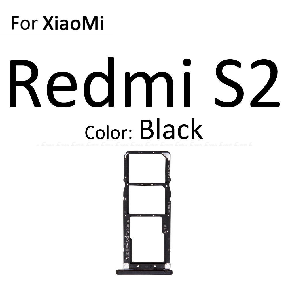 Carte Sim prise fente plateau lecteur support connecteur Micro SD adaptateur conteneur pour XiaoMi Redmi S2 7A 6A pièces de rechange: For Redmi S2 Black