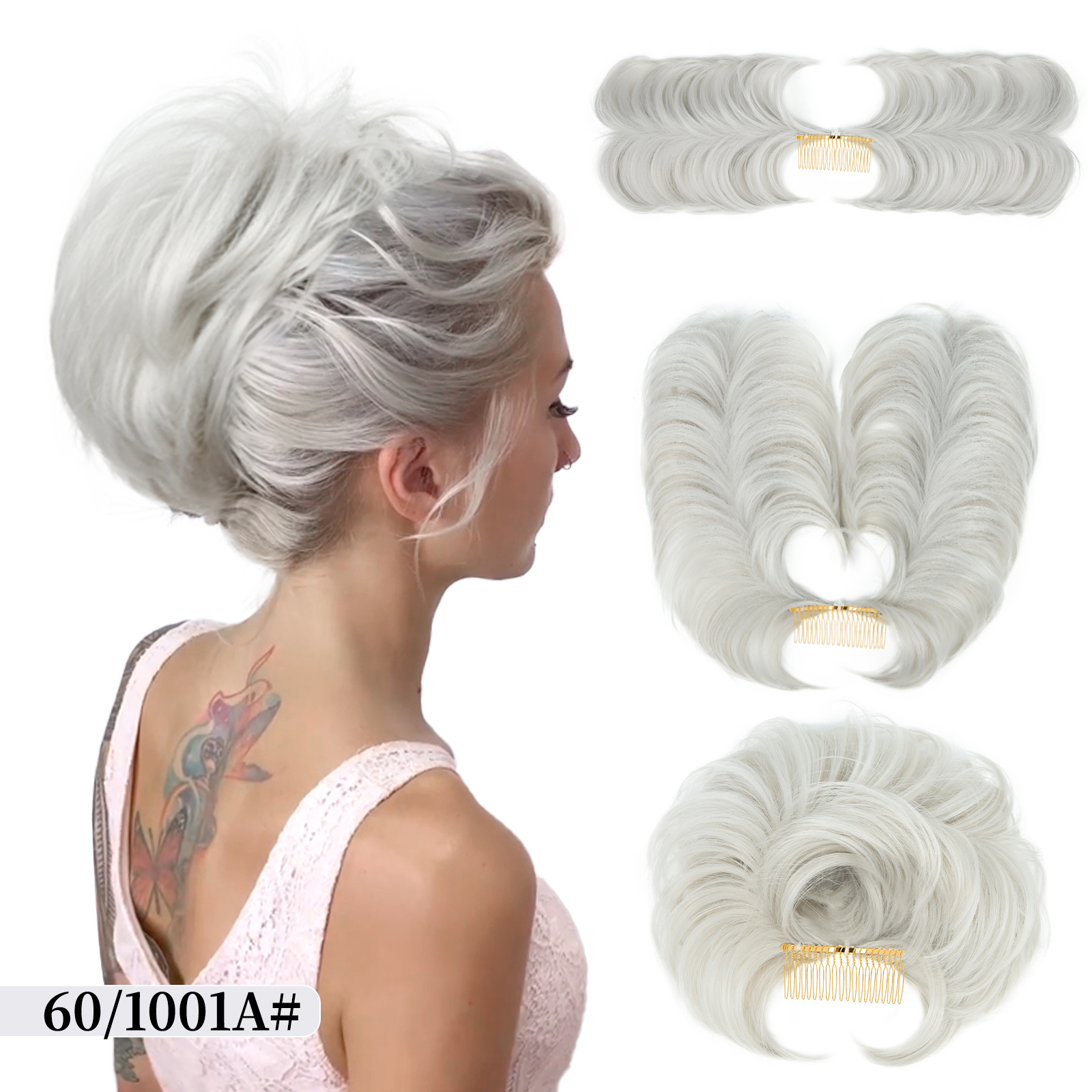 Postiche chignon décoiffé bon marché pour femme, peigne à clipser, court, droit, polyvalent, ébouriffé, facile: # 144