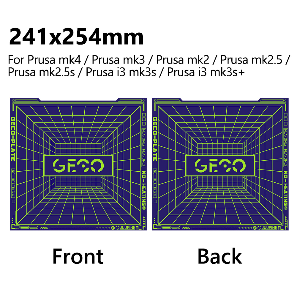 GECO Plate Pla Cold Build Pate For X1C P1S A1 Kobra S1 K1c Ender 3 Se K1 Max No Clog Spring Steel Double Sided Super Adhesion: 2.2mm / PURPLE