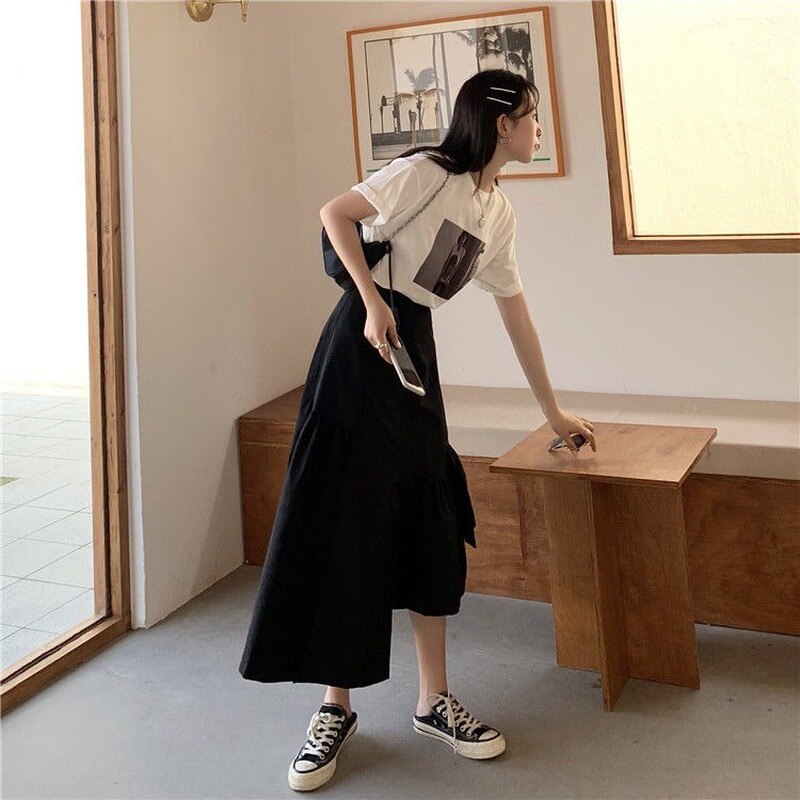 Faldas lisas para mujer, faldas asimétricas de estilo coreano, moderno y , temperamento , Ulzzang, Retro, para tiempo libre, universidad, Verano