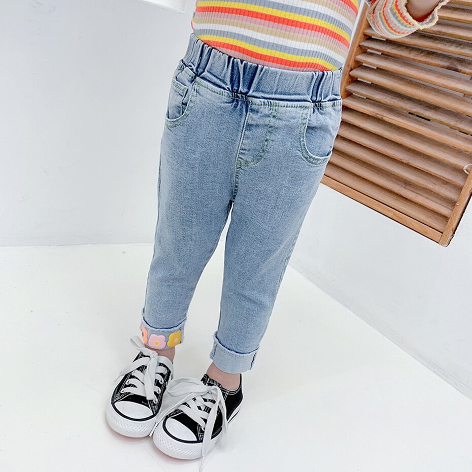 Baby Meisje Jeans Bloemen Meisje Jeans Casual Stijl Jeans Zuigeling Lente Herfst Peuter Meisje Kleding